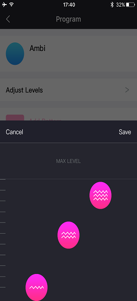 Captura de ecran a aplicației Lovense Remote 3 niveluri constante